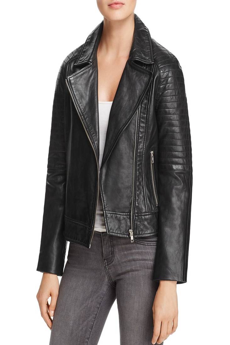 Womens genuine lambskin black leather motorcycle slim fit designer ladies biker jacket-cl-w405