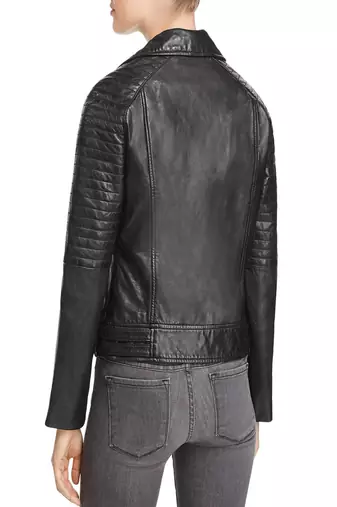 women's black lambskin leather biker jacket classic moto zip style stylish modern