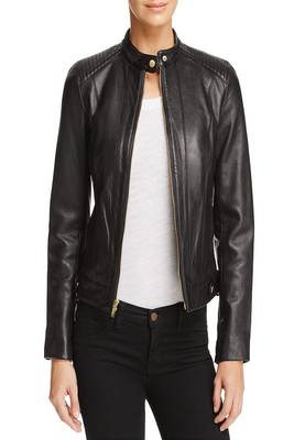 women's black lambskin leather biker jacket classic moto zip style stylish stylish 1
