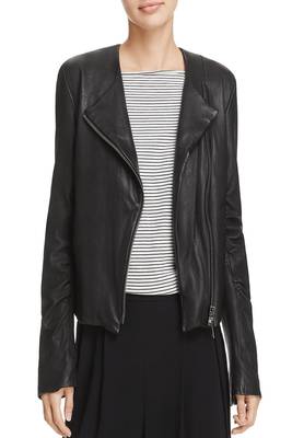 women's black lambskin leather biker jacket classic moto zip style stylish authentic 1