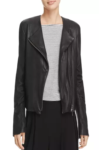 Womens genuine lambskin black leather motorcycle slim fit designer ladies biker jacket-cl-w407