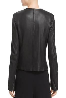 women's black lambskin leather biker jacket classic moto zip style stylish authentic 2