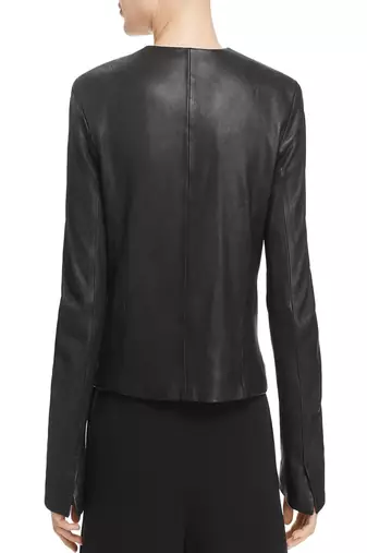 women's black lambskin leather biker jacket classic moto zip style stylish authentic