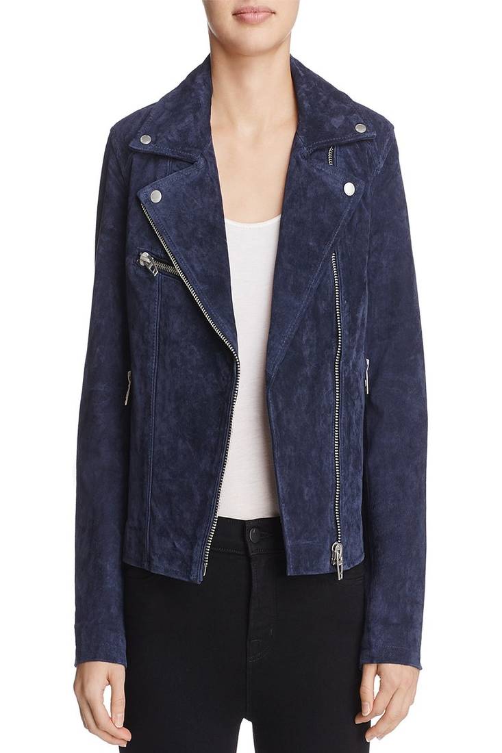 Womens genuine lambskin blue leather motorcycle slim fit designer ladies biker jacket-cl-w408