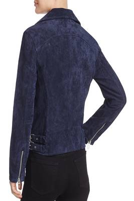 women's blue lambskin leather biker jacket classic moto zip style refined 2