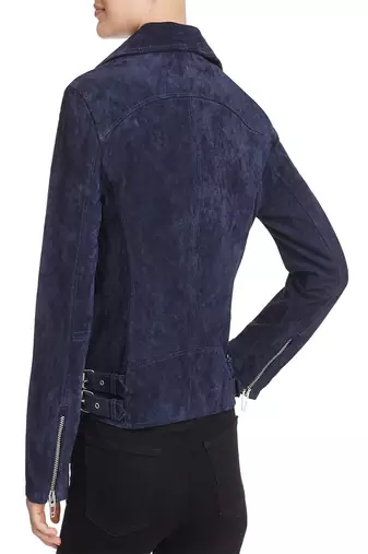 women's blue lambskin leather biker jacket classic moto zip style refined