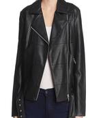 Womens genuine lambskin black leather motorcycle slim fit designer ladies biker jacket-cl-w409
