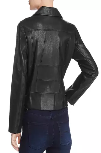 women's black lambskin leather biker jacket classic moto zip style stylish genuine