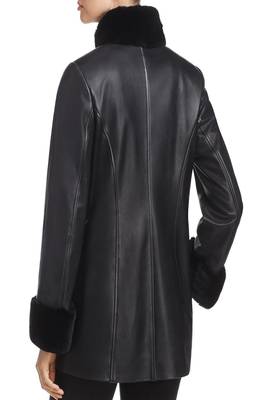 women's black lambskin leather coat classic moto zip style 2