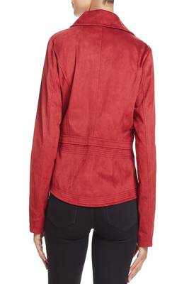 women's red lambskin leather biker jacket classic moto zip style sophisticated 2