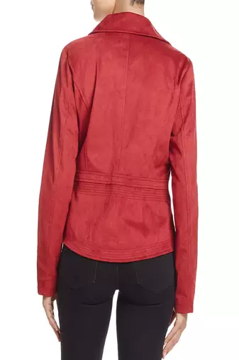 women's red lambskin leather biker jacket classic moto zip style sophisticated