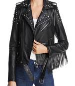 Womens genuine lambskin black leather motorcycle slim fit designer ladies biker jacket-cl-w414
