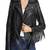 Womens genuine lambskin black leather motorcycle slim fit designer ladies biker jacket-cl-w414