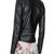 Womens genuine lambskin black leather motorcycle slim fit designer ladies biker jacket-cl-w415