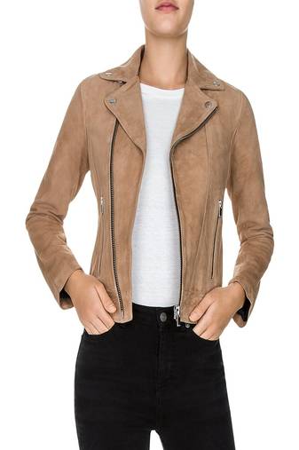Womens genuine lambskin beige leather motorcycle slim fit designer ladies biker jacket-cl-w416