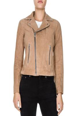 women's beige lambskin leather biker jacket classic moto zip style premium 2