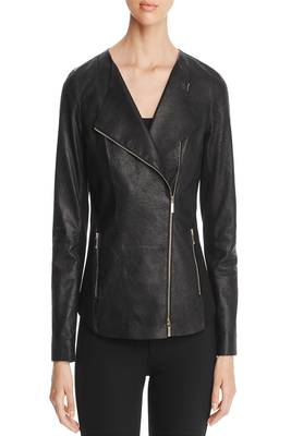 women's black lambskin leather biker jacket classic moto zip style stylish elegant 1