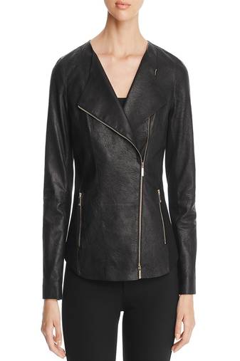 Womens genuine lambskin black leather motorcycle slim fit designer ladies biker jacket-cl-w417