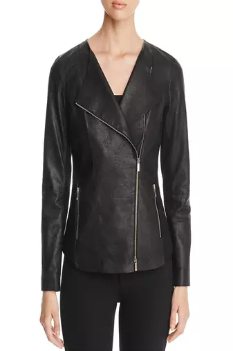 Womens genuine lambskin black leather motorcycle slim fit designer ladies biker jacket-cl-w417