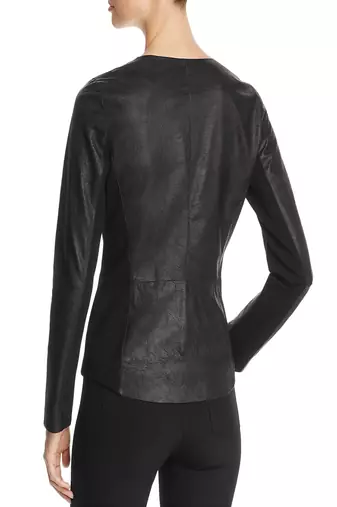women's black lambskin leather biker jacket classic moto zip style stylish elegant