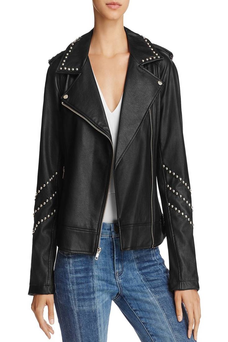 Womens genuine lambskin black leather motorcycle slim fit designer ladies biker jacket-cl-w418