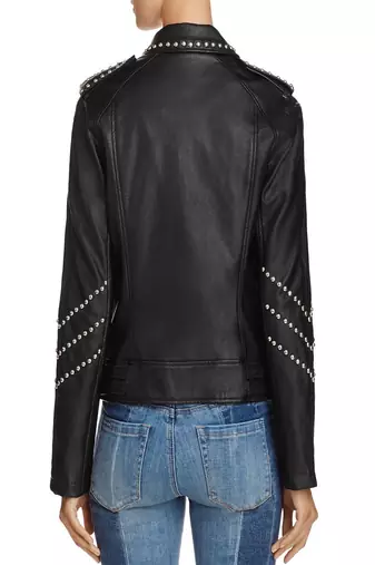 women's black lambskin leather biker jacket classic moto zip style stylish sophisticated