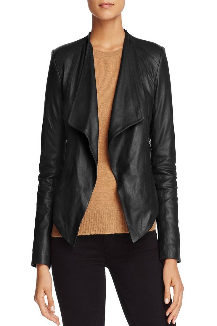Womens genuine lambskin black leather motorcycle slim fit designer ladies biker jacket-cl-w419