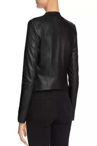 women's black lambskin leather biker jacket classic moto zip style stylish classic