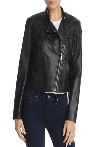 Womens genuine lambskin black leather motorcycle slim fit designer ladies biker jacket-cl-w420