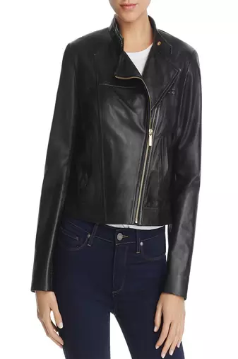 Womens genuine lambskin black leather motorcycle slim fit designer ladies biker jacket-cl-w420