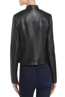 women's black lambskin leather biker jacket classic moto zip style stylish versatile 2