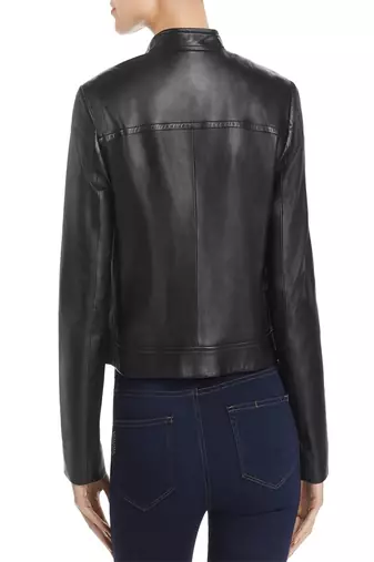 women's black lambskin leather biker jacket classic moto zip style stylish versatile