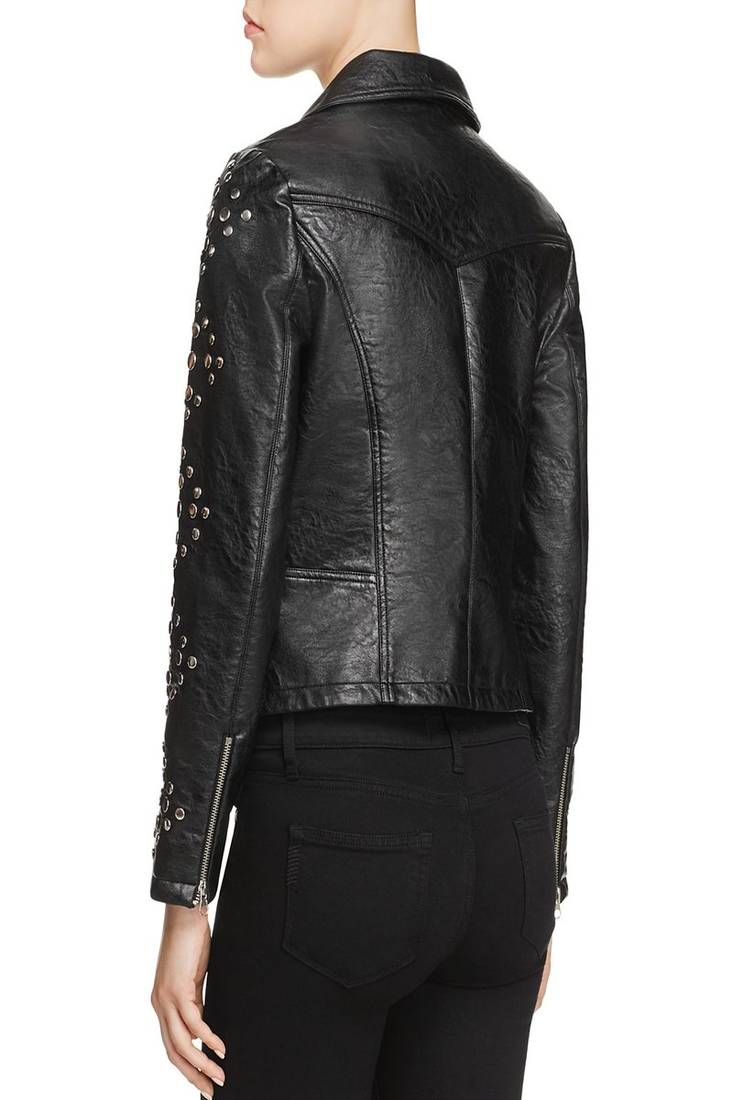 Womens genuine lambskin black leather motorcycle slim fit designer ladies biker jacket-cl-w422