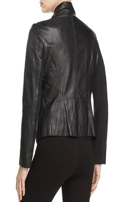 women's black lambskin leather biker jacket classic moto zip style stylish luxury 2