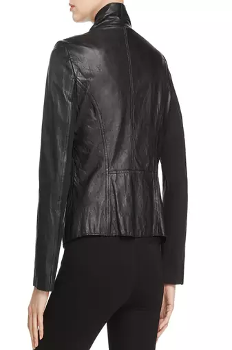 women's black lambskin leather biker jacket classic moto zip style stylish luxury