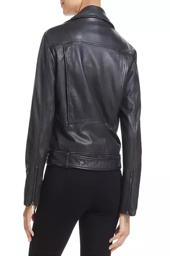 women's black lambskin leather biker jacket classic moto zip style stylish deluxe