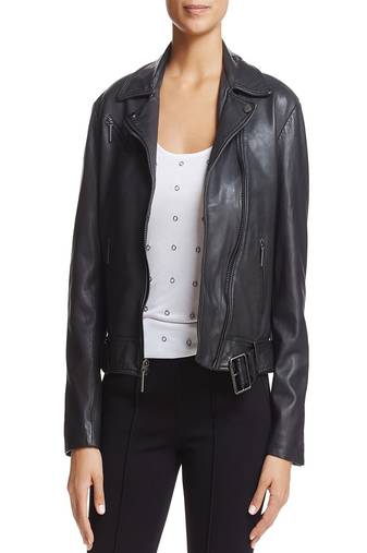 Womens genuine lambskin black leather motorcycle slim fit designer ladies biker jacket-cl-w424