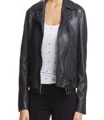 women's black lambskin leather biker jacket classic moto zip style stylish deluxe