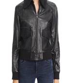 women's black lambskin leather biker jacket classic moto zip style stylish elite
