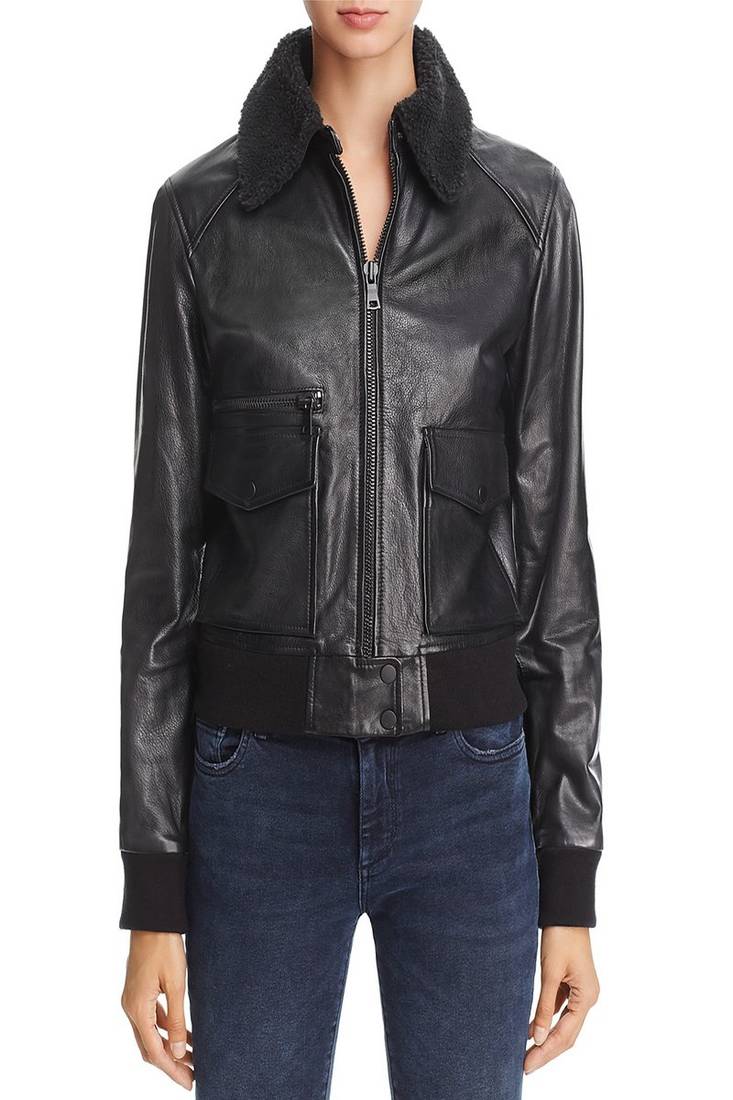 Womens genuine lambskin black leather motorcycle slim fit designer ladies biker jacket-cl-w425