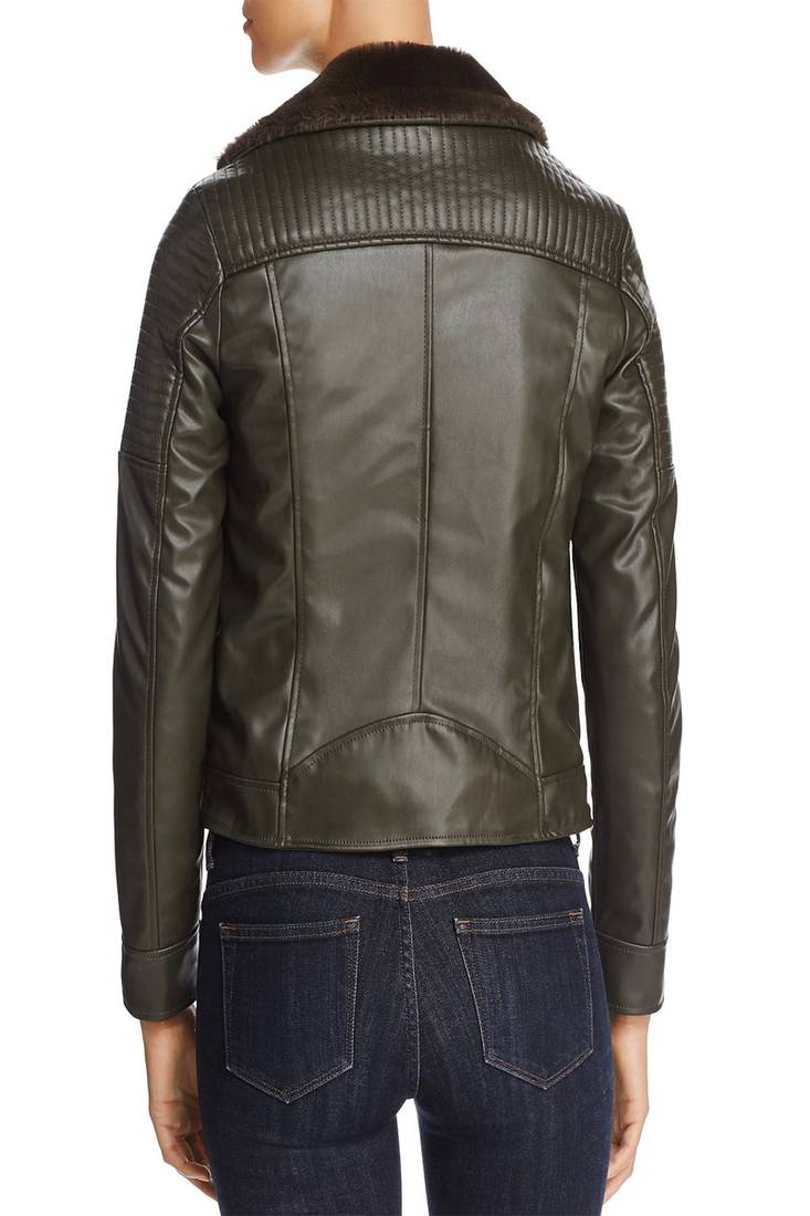 Womens genuine lambskin olive green leather motorcycle slim fit designer ladies biker jacket-cl-w426
