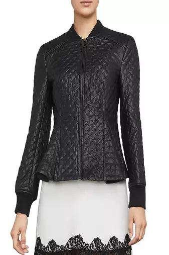 Womens genuine lambskin black leather motorcycle slim fit designer ladies biker jacket-cl-w430