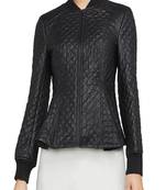 women's black lambskin leather biker jacket classic moto zip style stylish unique