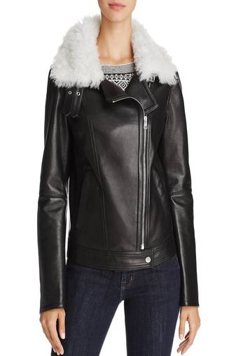 Womens genuine lambskin black leather motorcycle slim fit designer ladies biker jacket-cl-w433