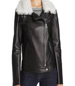 women's black lambskin leather biker jacket classic moto zip style stylish high quality