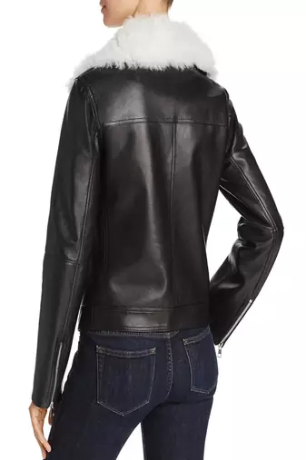 women's black lambskin leather biker jacket classic moto zip style stylish high quality