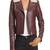 Womens genuine lambskin maroon leather motorcycle slim fit designer ladies biker jacket-cl-w435