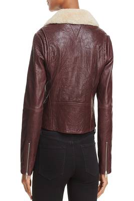 women's maroon lambskin leather biker jacket classic moto zip style elegant 2