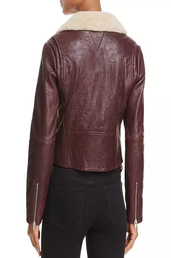 women's maroon lambskin leather biker jacket classic moto zip style elegant