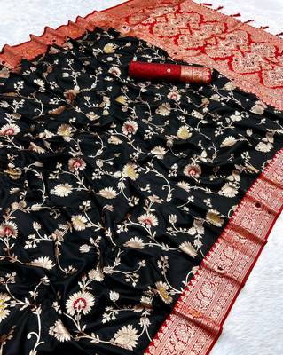Black Color zari weaving Work art silk saree 2